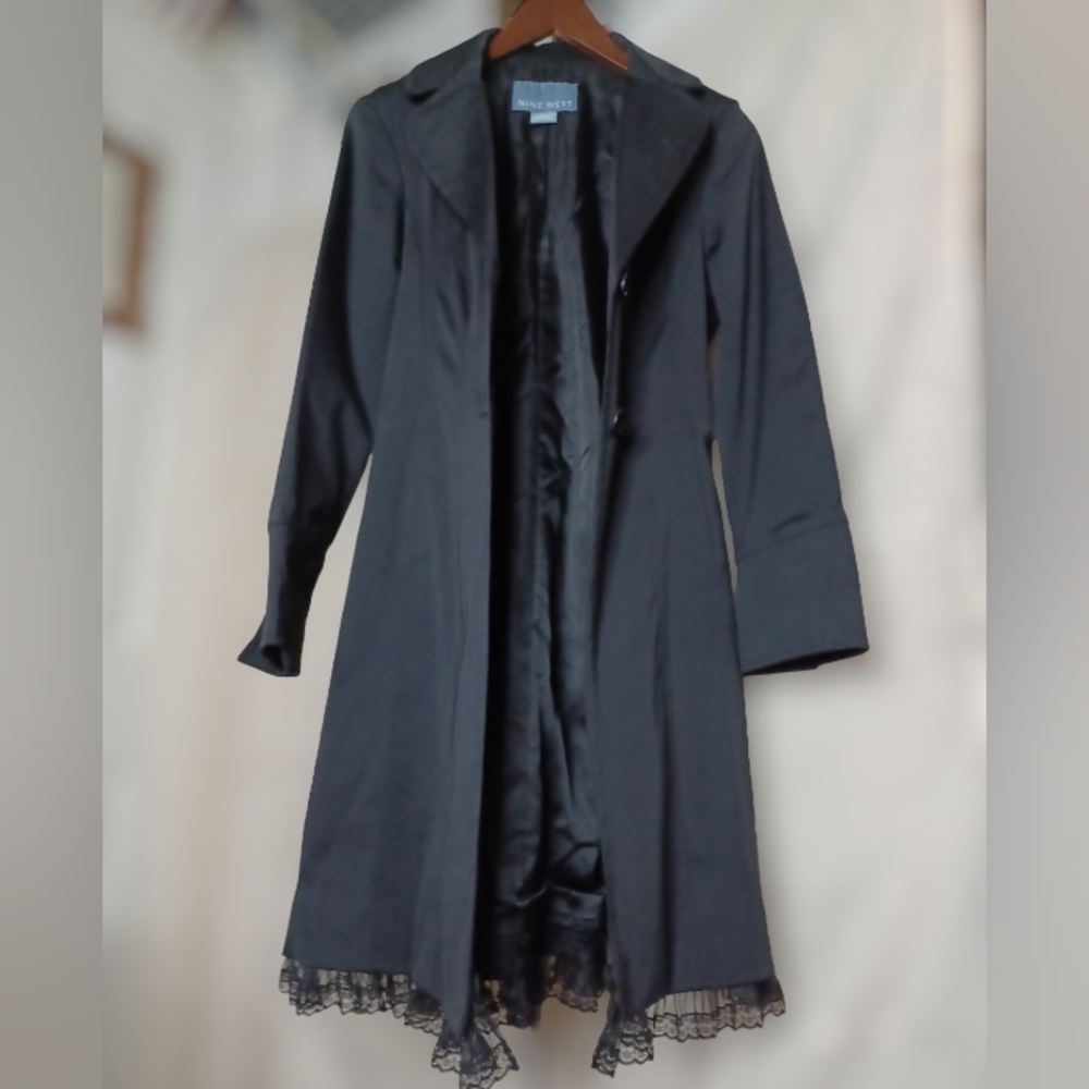 Nine West Elegant Dress Coat for Women Black with 2 pockets - Picture 8 of 10